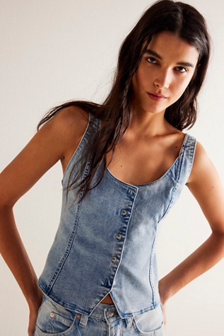 Kara Waistcoat Top at Free People in Clear Stream, Size: Large