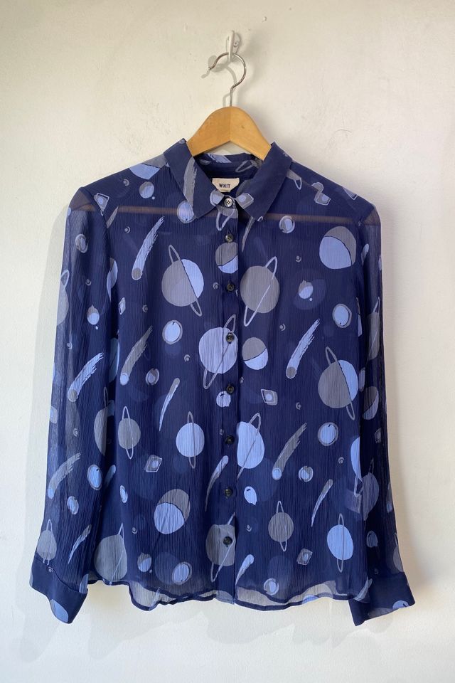 Whit Blue Planets Silk Shirt Selected by The Curatorial Dept. #1
