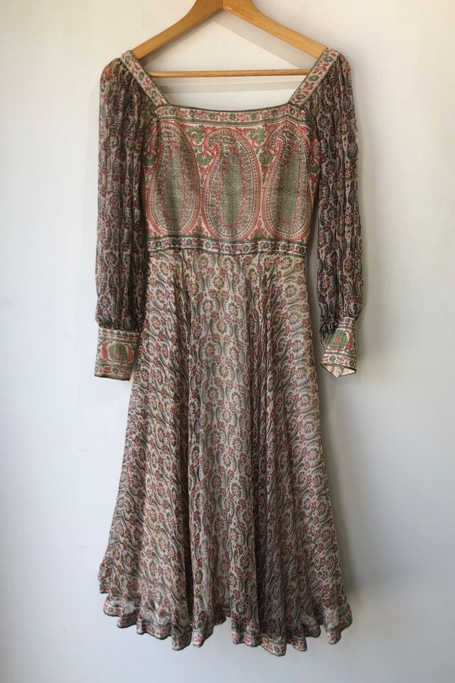 Vintage Orange and Green Block Print Silk Dress Selected by The ...