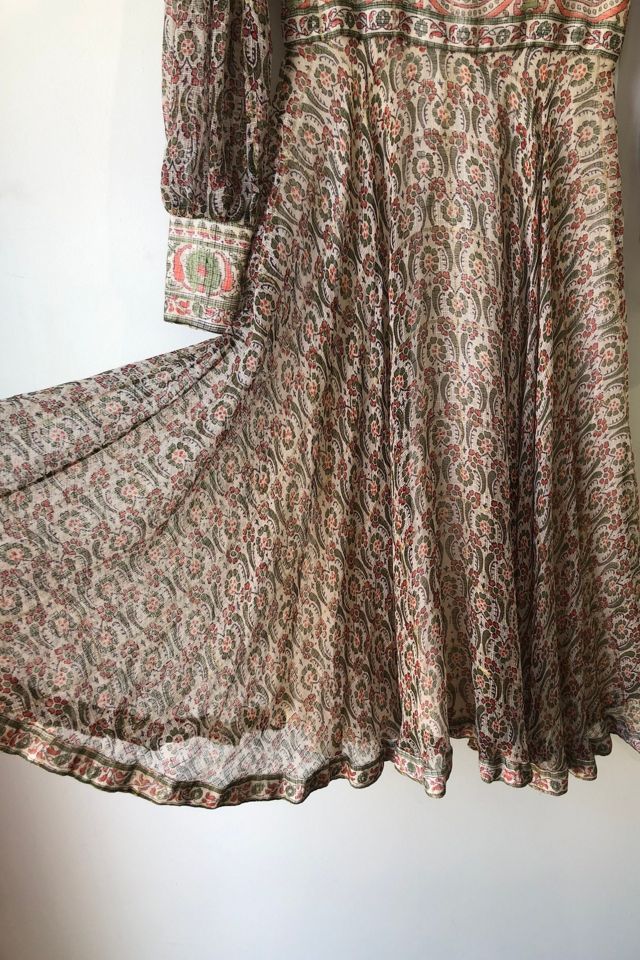 Vintage Orange and Green Block Print Silk Dress Selected by The Curatorial Dept. #2