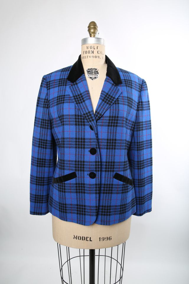 Vintage Fall Blue Pendleton Paid Wool Dress Jacket Selected by