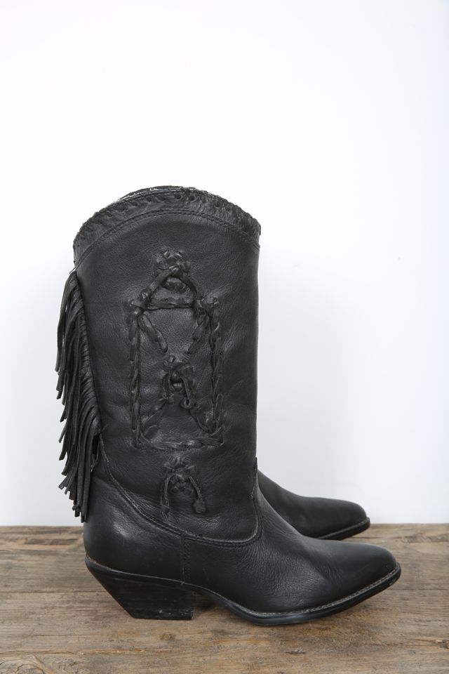 Black leather cowgirl on sale boots