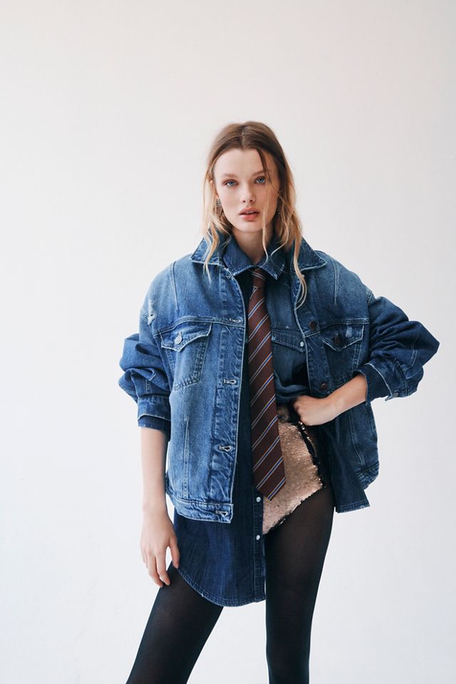 Free people long jean jacket best sale