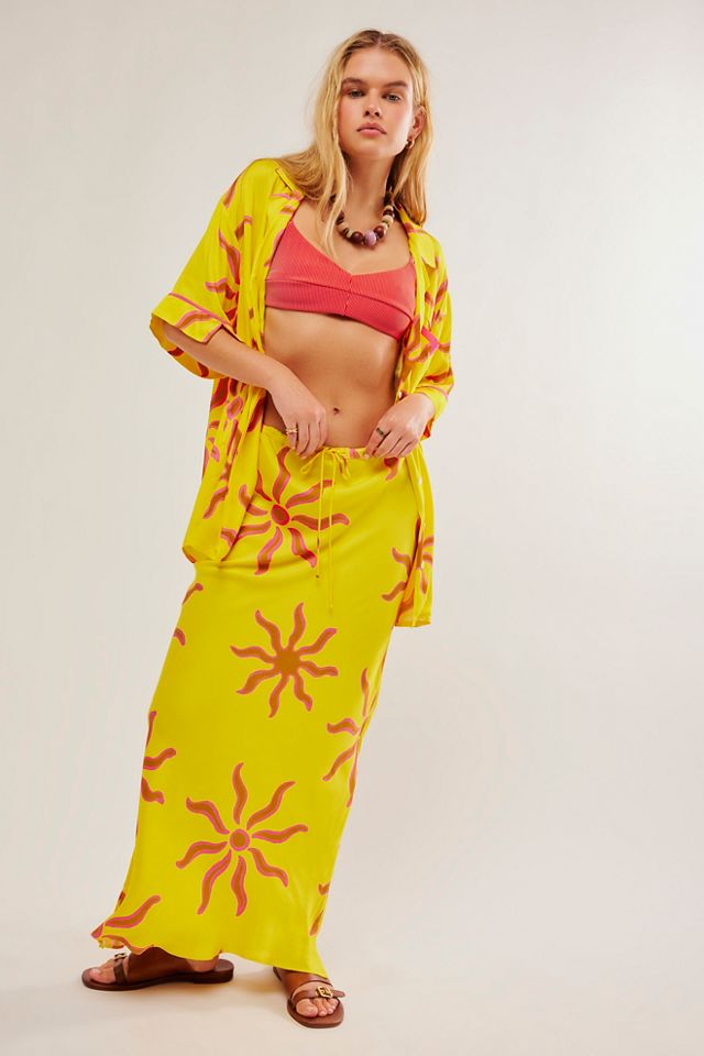 Kinga Csilla SET: Belezza sold Block Printed Pia Blouse & Polly Maxi Skirt Mustard M