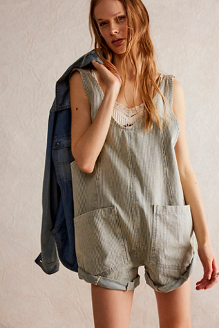 We The Free High Roller Railroad Shortall at Free People in Pillow Talk Stripe, Size: Large