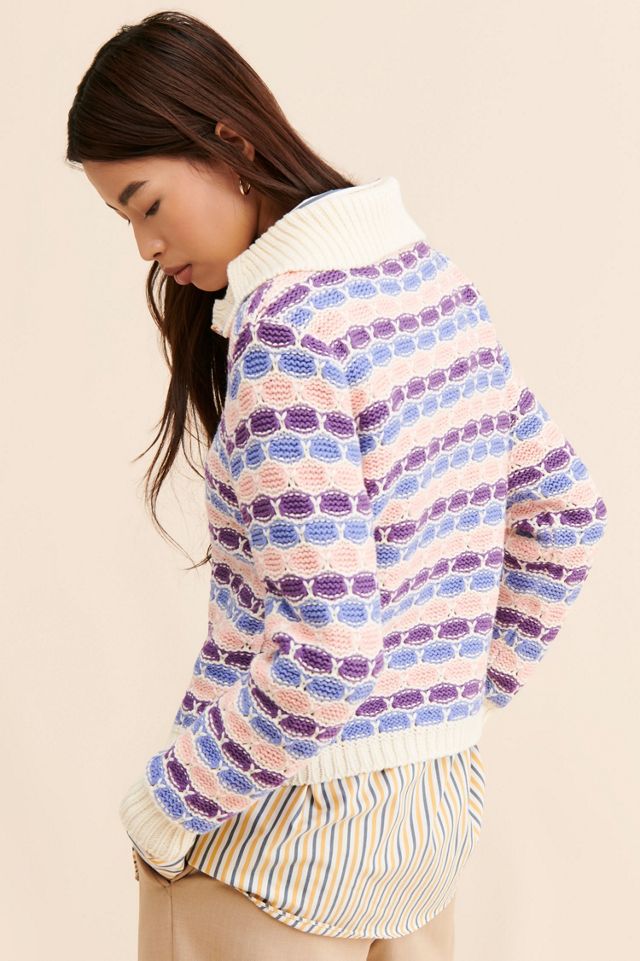 Find Me Now Confetti Crochet Polo Sweater #1