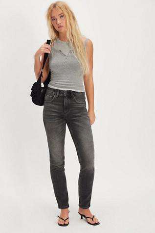 Lee Rider Slim Straight Jeans at Free People in Grey, Size: 26
