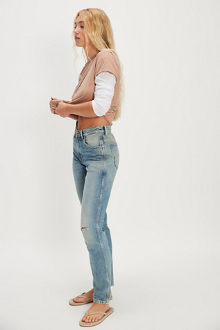 Lee Rider Slim Straight Jeans at Free People in Light Wash, Size: 27