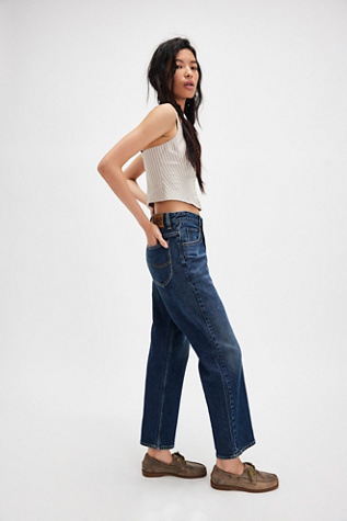 Lee Rider Classic Straight Jeans at Free People in Dark Wash, Size: 30