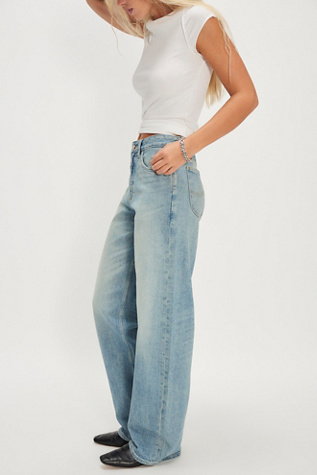 Lee Rider Loose Straight Jeans at Free People in Light Wash, Size: 26