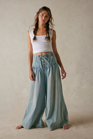 We The Free Forget Me Knot Pull-On Jeans at Free People in Lake Break, Size: S - TALL