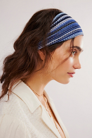 Sara Striped Soft Headband at Free People in Blue