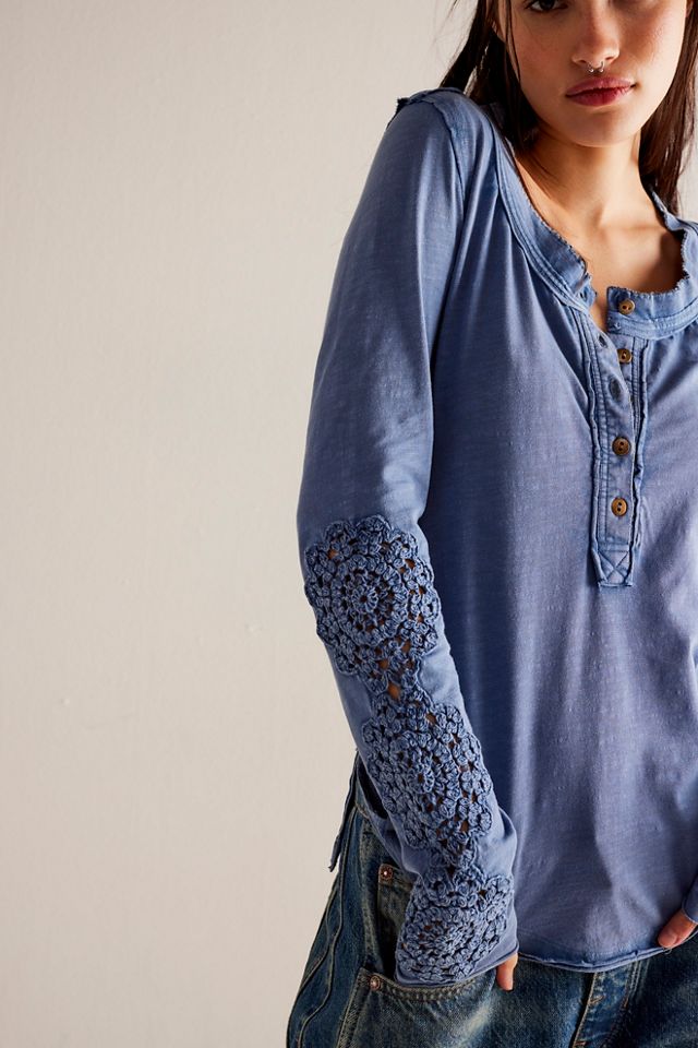 Free People Lace Henley