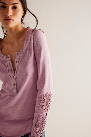 Our Song Henley Cuff By We The Free At Free People In Candied Lilac, Size: Small