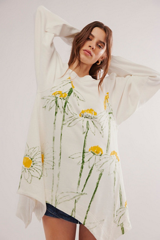 Flowers Sweatshirt at Free People in Ivory Combo, Size: Small