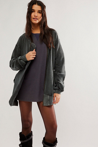 FP One Lupo Bomber Cardi at Free People in Tarmac, Size: Small