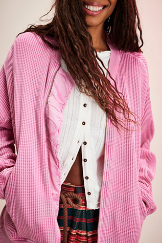 FP One Lupo Bomber Cardi At Free People In Pink Bloom, Size: Small