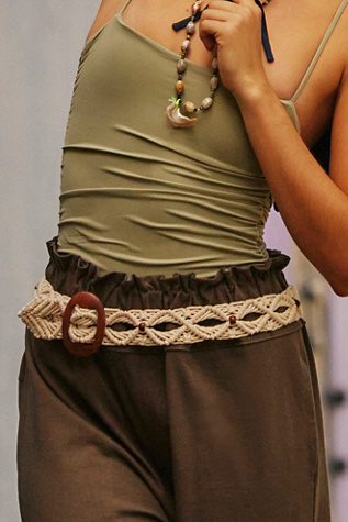 Beach Wood Waist Belt by FP Collection at Free People in Tan, Size: S-M/P-M