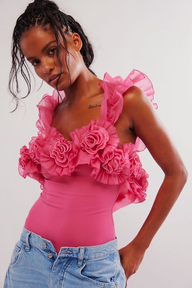 Get in Your Head One Shoulder Ruffle Bodysuit