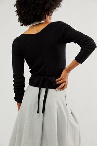 Женский свитер Free People Cashmere Reversible Wrap V-Neck, цвет: Чёрный — фото 2