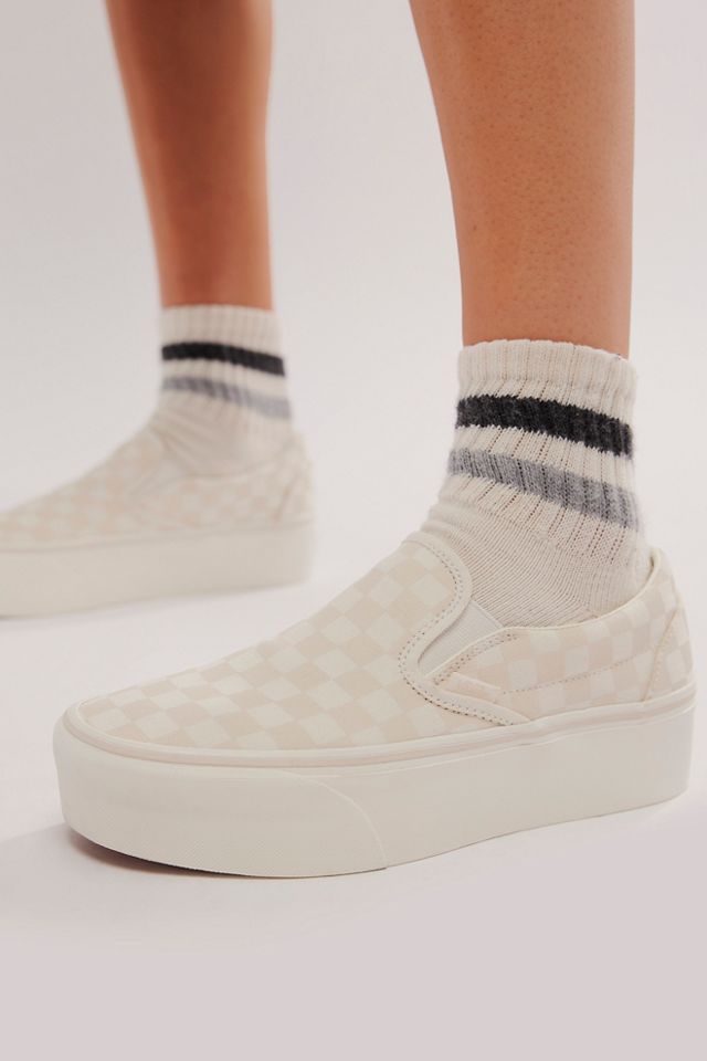 Checkered slip on platform vans best sale