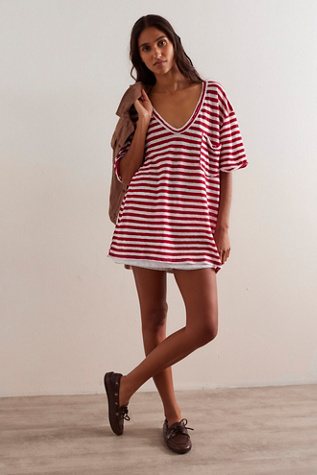 We The Free All I Need Stripe Tee at Free People in Red Combo, Size: Medium