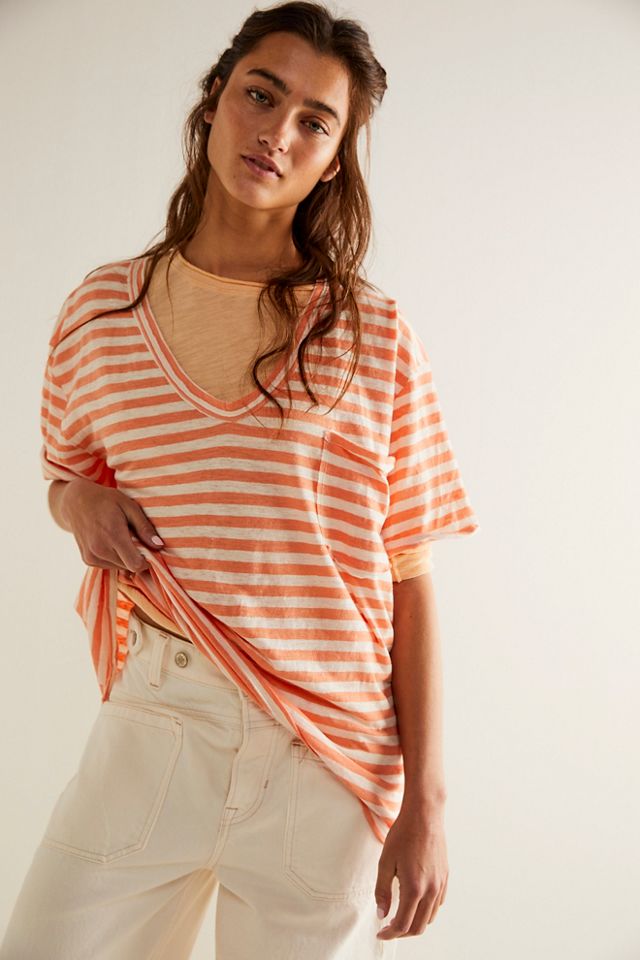 Free People Caroline Stripe Top in Neutral Combo