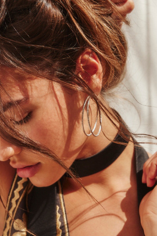 14k Gold Plated Omega Hoops at Free People in Silver