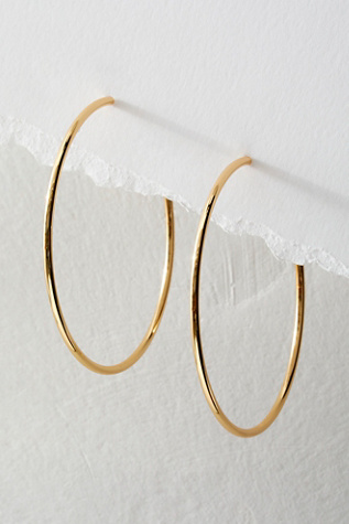 14k Gold Plated Omega Hoops at Free People in Gold