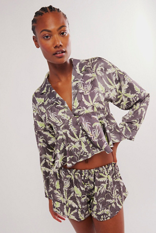 Beauty Sleep PJ Co-Ord by Intimately at Free People in Dark Combo, Size: XS