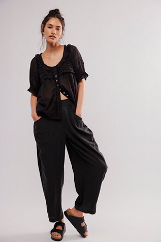 High Road Pull-On Barrel Trousers at Free People in Black, Size: Large