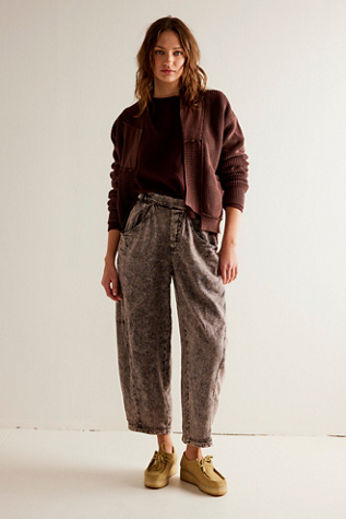 High Road Pull-On Barrel Trousers at Free People in Walnut, Size: Large