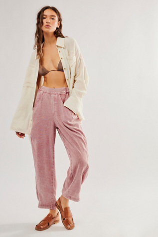 Free People Daytripper Velvet Flare Pants Pink Medium NEW