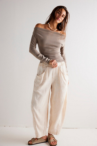High Road Pull-On Barrel Trousers at Free People in Birch, Size: Small