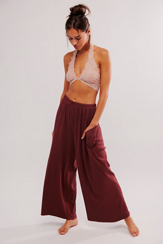 Downtime Wide Leg Trousers by Intimately at Free People in Sable, Size: XS