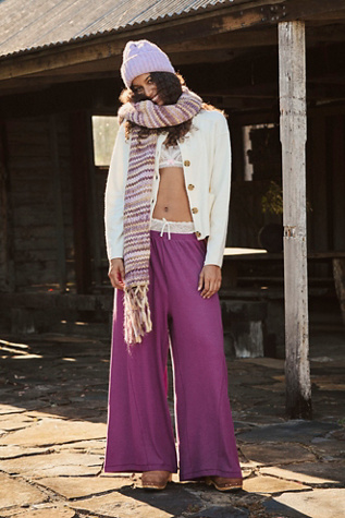 Downtime Wide Leg Trousers By Intimately At Free People In Amaranth, Size: Large