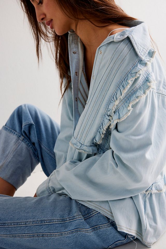 We The Free Ruffles And Denim Shirt #3