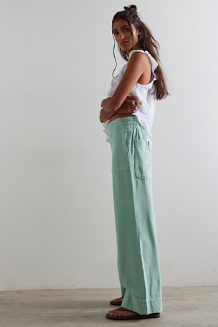 We The Free Breezy Denim Pull-On Jeans at Free People in Green, Size: XL