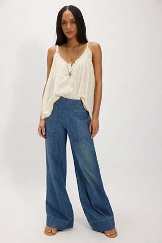 We The Free Breezy Denim Pull-On Jeans at Free People in Cobalt, Size: XS