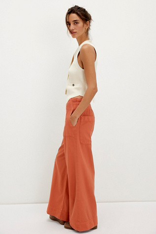 We The Free Breezy Denim Pull-On Jeans at Free People in Orange, Size: XS