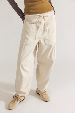 We The Free Silverton Pull-On Barrel Jeans at Free People in Ecru, Size: Medium