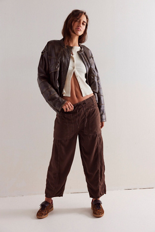 We The Free Silverton Puddle Barrel Jeans at Free People in Chocolate, Size: Small