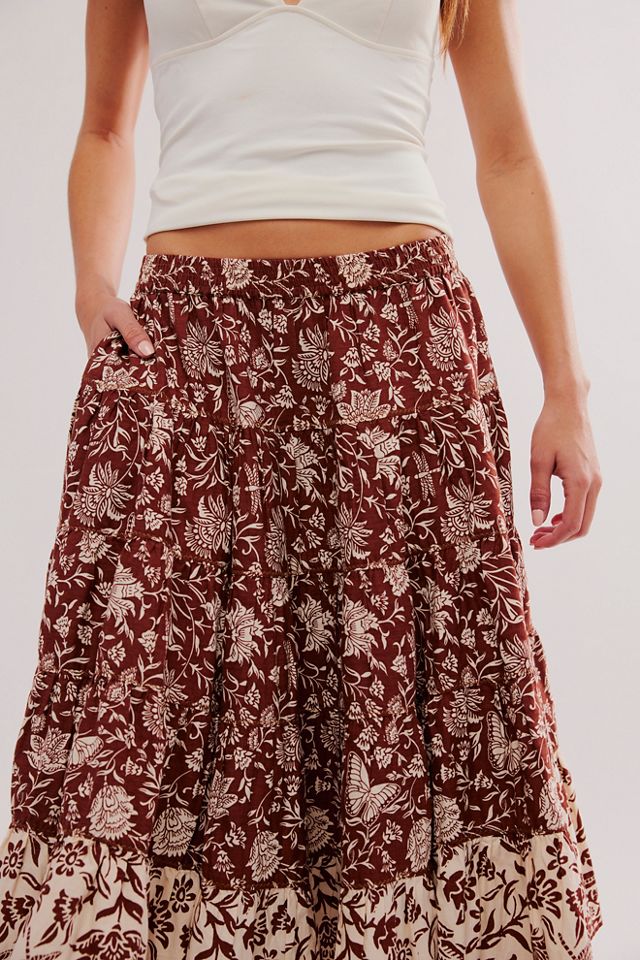 In Full Swing Printed Midi Skirt