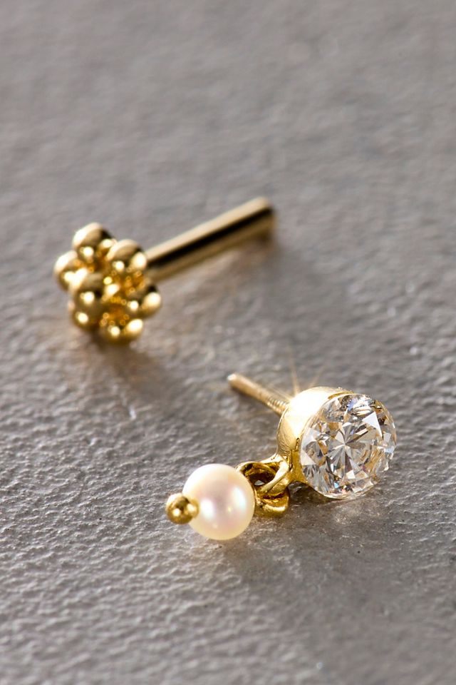 Maria Tash Invisible Set Diamond and Pearl Single Earring | Free