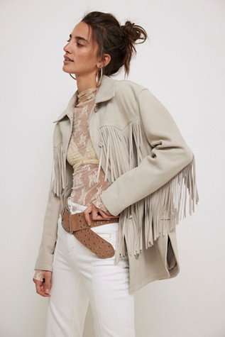 We The Free Fringe Out Suede Jacket at Free People in White, Size: S