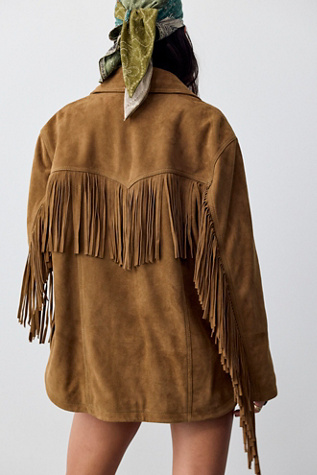 Женская куртка We The Free Fringe Out Suede, цвет: Оливковый — фото 3