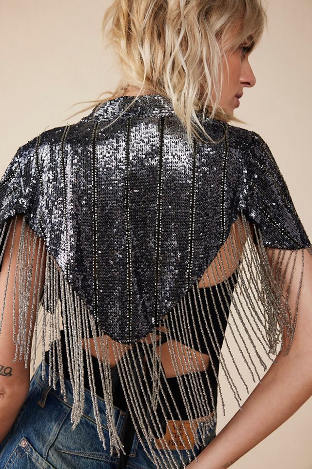 Symphony Sequin Fringe Capelet | Free People