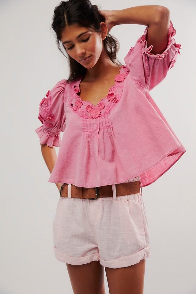 Candy Pink embroidered blouse