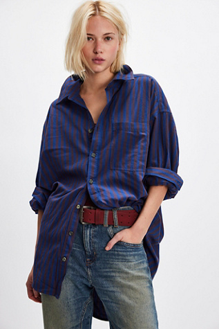 We The Free Freddie Striped Shirt At Free People In Starry Sky Combo, Size: XS