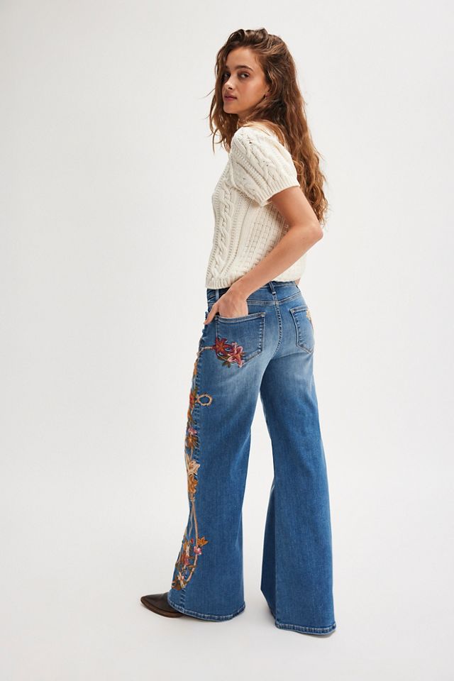 Driftwood Penelope Embroidered Flare Jeans #1
